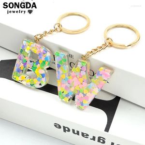 Schlüsselanhänger Kreativität Acrylbrief Form Englisch A-Z Alphabet Harz Anhänger Keyrings Paar Freunde Geschenke Accessoires Großhandel