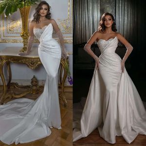 Elbiseler Sevgilim Parlayan Düğün Zarif Denizkızı Kumyası Kolsuz Lekesi Başvuru Sahibi Başlıklı Elbise Çıkarılabilir Römork Özel Made Plus Boyut Vestidos De Novia