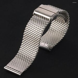 Uhren Bänder 1,0 mm milanisch grobes Mesh Edelstahlband 3mm Dicke Schwere Handgelenke 18mm 20 mm 22 mm 24 mm Breite Metall