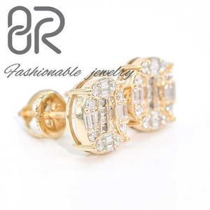 Passera diamanttestare 10k 14k 18k Solid Gold Moissanite örhängen Real Gold Certified Baguette Cut VVS Diamond Fine Jewelry Earring