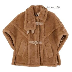 Cashmere Coat Designer -Mantel Modetrend Maxmaras Neue Damen Teddy Coat 5/4 Ärmel kurzer Top