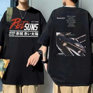 Herren-T-Shirts 2024 Japanische Anime-Drift Initial D Akagi Redsuns gedruckt T-Shirt Manga Men T-Shirts Skyline GTR JDM Racing Graphic T Shirt Tops T240506