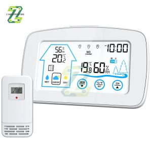 Medigas Grande Tela de toque LCD Sem fio A estação meteorológica do higrômetro para casa sem fio sem fio para casa para casa