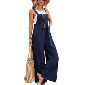 Women Loose Fit Fashion Overalls Wide Leg Baggy Bib Jumpsuit Dungarees Summer Casual Elegant 240429