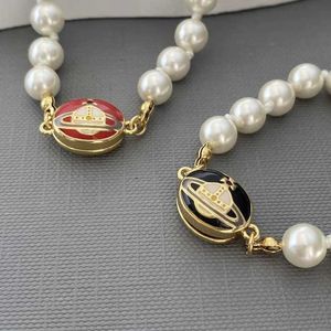 Designer Westwoodamel Series Enamel Pearl Bracelet Magnetic Absorbent Color nt High Version Straight Hair