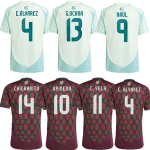 Top Tailândia Qualidade 24 25 Copa 2024 México Jerseys de futebol México 2025 Camisa de futebol em casa fora camisa de futebol vermelho e branco Chicharito Lozano Hot Selling Men Uniform