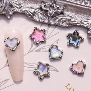 10PCS Luxury Alloy Love Heart Star Nail Art Rhinestone Charms Parts Jewelry Accessories Manicure Decor Nails Decoration Supplies 240506