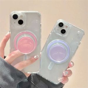 Supporti per cellulari coreano semplice colore solido pieghevole per il telefono magnetico magafe ghirk grip tok stand per iPhone wireless caricamento supporto custodia