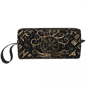 Stume di stoccaggio personalizzato vegevisir albero della vita yggdrasil e runes borse da toeletta da bagno femminile vichinghi trucco da donna cosmetica ladies beauty kit dopp kit custodia