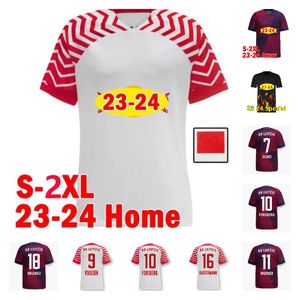 Новый RBL 23-24 Leipziges Poulsen Football Jersey Home Away Away On Fire Olmo Nkunku Wenner Forsberg 2023 2024 Sabitzer Soccer Jerseys Men Kids Uniforme di Calcio