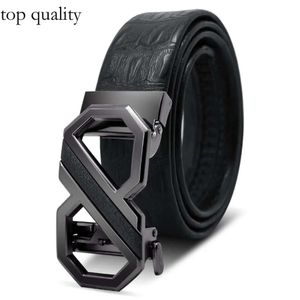 8-Word Buckle Belt Men Alloy Automatic Buckle Fashion Crocodile Pattern Business Belt The New Factory 745