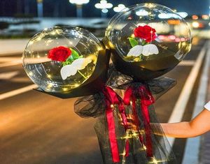 Gestire palloncini a LED con bastoncini luminosi trasparenti rosa bouquet balli di matrimonio decorazioni per feste di compleanno a led palloncini leggeri New57333134