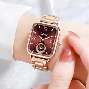 Fashionable and high-end womens watches with steel bands calendar waterproof square quartz Fangsheng clocks