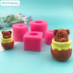 Stampi Design carino Honey Pot Bear Silicone Stampo Cioccolato Carampa che produce cucina strumento da forno in resina Gypsum Gypsum Play Art Surprise Regalo fai -da -te