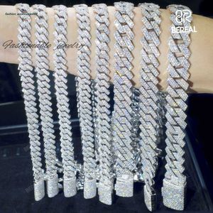 Partihandel 8mm 10mm 12mm 14mm Hip Hop VVS Diamond Necklace Armband Dropshipping Silver Iced Out Cuban Link Moissanite Chain