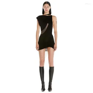 Party Dresses Factory Wholesale Women's Black Chains Knitting Fashion Mini Sexy Boutique Celebrity Cocktail Bandage Dress