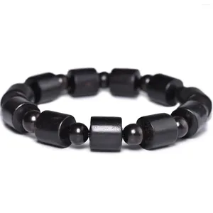 Strand Natural Dalbergia Nigra Wood Bieded Bracelete Budista Black Ebony 12mm Buckets Buddha Bracelets de oração homens