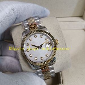 7 Style Ladies With Box Papers Watch 904L Super Women 31mm Mother of Pearl Diamond Dial Yellow Gold 278240 Jubilee Armband 2836 Rörelse Automatiska klockor