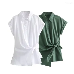 Bluzki damskie koszule z krótkim rękawem dla kobiet łuk Asymetryczna koszulka Kobieta Streetwear i Summer 2024 Casual