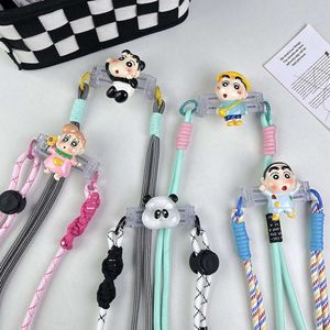 Mobile female diagonal strap, bow tie, Japanese and Korean back clip, transparent cartoon mobile phone hanging rope