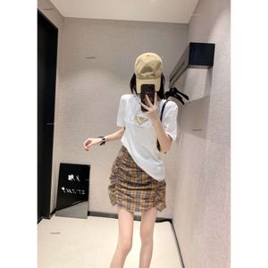 Women skirt set Designer tshirt suit Womens 2pcs brand Round neck t-shirt fashion LOGO Folded pleated skirt two piece overskirt dress Mar 06