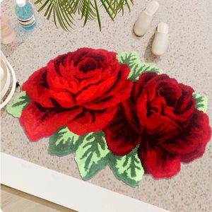 Teppiche weiche Plüsch Tufted Rose Blumenteppiche für Wohnzimmer Dekor Sofa Tischpolster Türmat Nicht rutschende Badezimmer Bodenmatten Schlafzimmer Teppich
