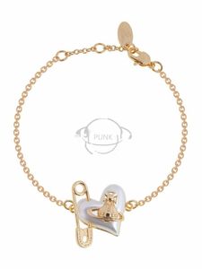 Designer Westwood Little Punk Style Resin Twisted Love Saturn Pin Chain Bracelet Internet Celebrity Light Luxury