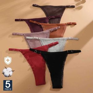 Mutandine femminili Finetoo 5 pezzi/set Sexy G-String Underwear Cotton Womens Wimens Wimens Regolable Girls Whatwear Bikini Womens Thong Intwearl2405