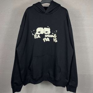 Designer Luxury Chaopai Classic Autumn/Winter Hand Drawn Graffiti Långärmad för män och kvinnor märker hoodie mode mångsidiga trycktoppar