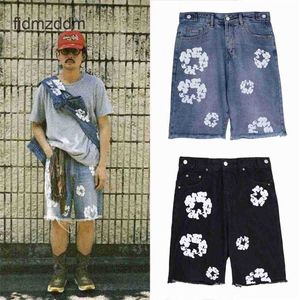 Denim Teers Tan Kenji samma stil Kapok Embroidery Wash Vintage High Street Casual Mens and Womens Shorts CVSO