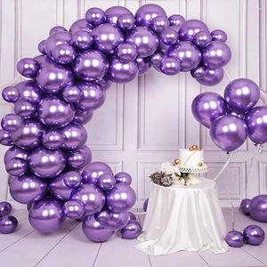 Decoração de festa 10/20/30pcs Balões cromados roxos metálicos Hélio de casamento de noiva Globos Aniversário de formatura Decoração do chá de bebê