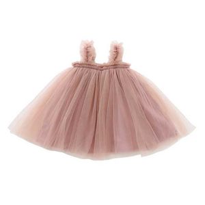 Tutu Dress Girls Meninas Princesa Fio de Yarn Vestido de festa sem mangas Vestidos de saia tutu Vestido de verão Casual Dress D240507