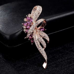 Stift broscher elegant kristall ametist brosch kvinnor fashionabla strass spets brosch bröllop smycken klädjacka lapel clip wx wx