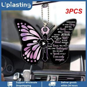 Trädgårdsdekorationer 3st Creative Cross Farterfly Pendant Car Charm för bakspegel MAGRE FAIRY HUNGING PRODUMENT KEYCHAIN