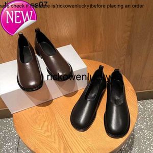 Designer The Row Leather Lefu Shoes 2022 Ny fransk muller slip på läder platt enda bekväma singelskor kvinnor