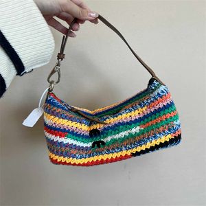 Rainbow Woven Crossbody Tote Märkesdesignväskor Kvinnors handväska