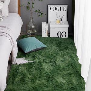 Luxurious green carpet bedroom full of Nordic ins living room coffee table bedside girl plush floor mat 240424