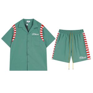 Designer originale Rhuder Shirts Summer Nuova camicia da camicia da spiaggia americana Shorts set da uomo High Street Casualmente Shirt a mezze maniche