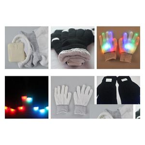 LED -Handschuhe verkaufen Farben wechseln schwarz weißem Licht Finger blinken für Halloween Weihnachten KTV -Party FedEx Drop Lieferspielzeug Geschenke Dh6ya