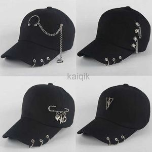 Ball Caps Fashion Hip Hop Cotton Baseball Cap Creative Piercing Ring Caps Punk Punk Casual Solid UNISEX Cappello Snapback UNISEX Cappelli Snapback D240507