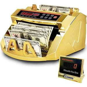 Efficient Gold Money Counter Machine with LCD Display - Counts 1100 Bills per min - Ideal for Banks, Supermarkets, and Hotels - Accurate and Reliable