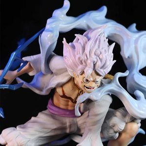 Figuras de brinquedo de ação Hot One Piece Anime Figura Luffy Gear 5 Sun God Nikka Lightning Scene PVC Action Figures Modelo de estátua Coleta Modelo de Toys