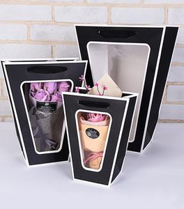 Kraft Paper Bags Flower Box with Handle Waterproof Bouquet Florist Gift Packing Box Valentine039s Day Rose Boxes Party Decorati9675734