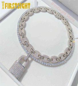 Srebrny kolor CZ Zamknięcie Naszyjnik 5 mm tenisowy łańcuch tenisowy Bling Cubic Zircon Charm Choker dla mężczyzn Kobiety Biżuteria Hip Hop 22019232745