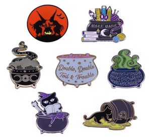 Pins, Brooches Great Shakespeare Tragedy Literature,Double Trouble,Halloween Witch Cat Magic Potion Cauldron Badge Magical Addition2854631