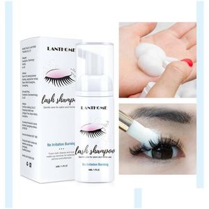 Makeup Remover 50 ml Professional Eyelash Eye Lashes Foam Cleaner Pump Design Individuella förlängningschampo med borstdroppleveranshögen DH4MS