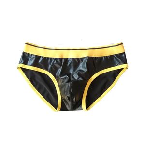 Brief in pelle di brevetto di biancheria da uomo sexy mutandine per manopole per sissy slip biancheria intima per la moda maschile comode 240506