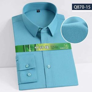 Men's Dress Shirts Formal high-quality spring and autumn Bamboo textile long sled mens shirt slim business casual solid color d240507