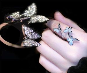 Jóias de luxo e adorável e adorável luxo 925 Silverring Silverrose Preh, abrindo Abertura ajustável de 5a Cz Butterfly Ring FO7860810