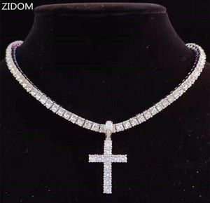 Pendant Necklaces Men Women Hip Hop Cross Necklace with 4mm Zircon Tennis Chain Iced Out Bling Hiphop Jewelry Fashion Gift3453350